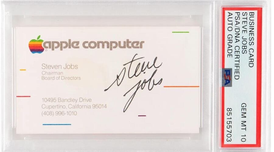 Steve Jobs signed Apple business card sold for over $180,000 at auction