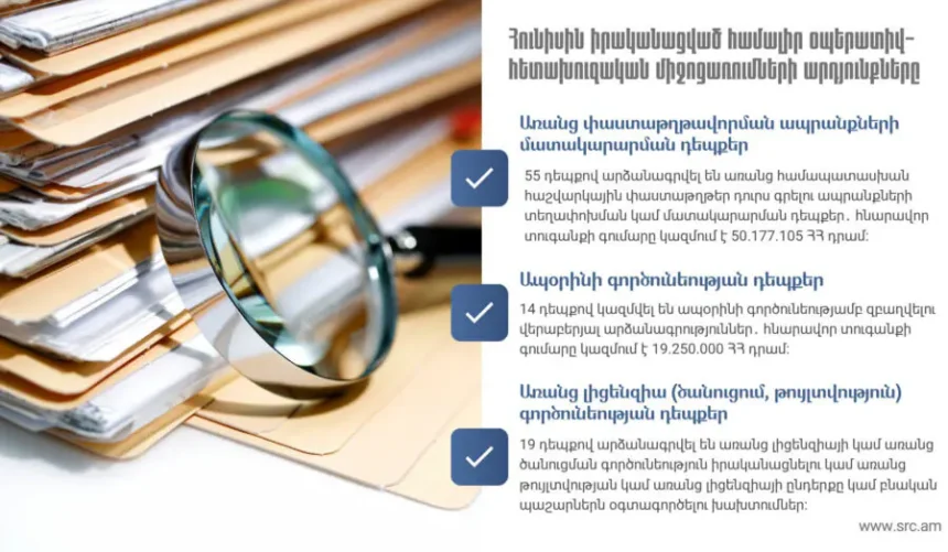 Հունիսի 1-30-ն իրականացված օպերատիվ-հետախուզական միջոցառումների արդյունքները․ ՊԵԿ-ը հարկ վճարողներին հորդորում է գործել օրենքի դաշտում